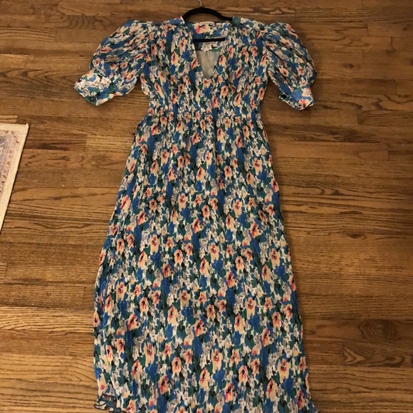 Ganni Floral Pleated Georgette Dress EUC - Picture 5 of 9